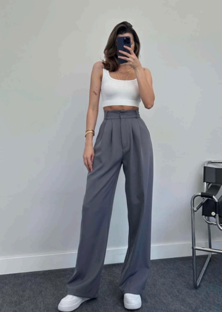 Pantalon Palazzo Double - gris