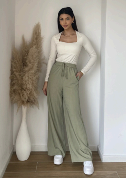 Pantalons fluide - kaki
